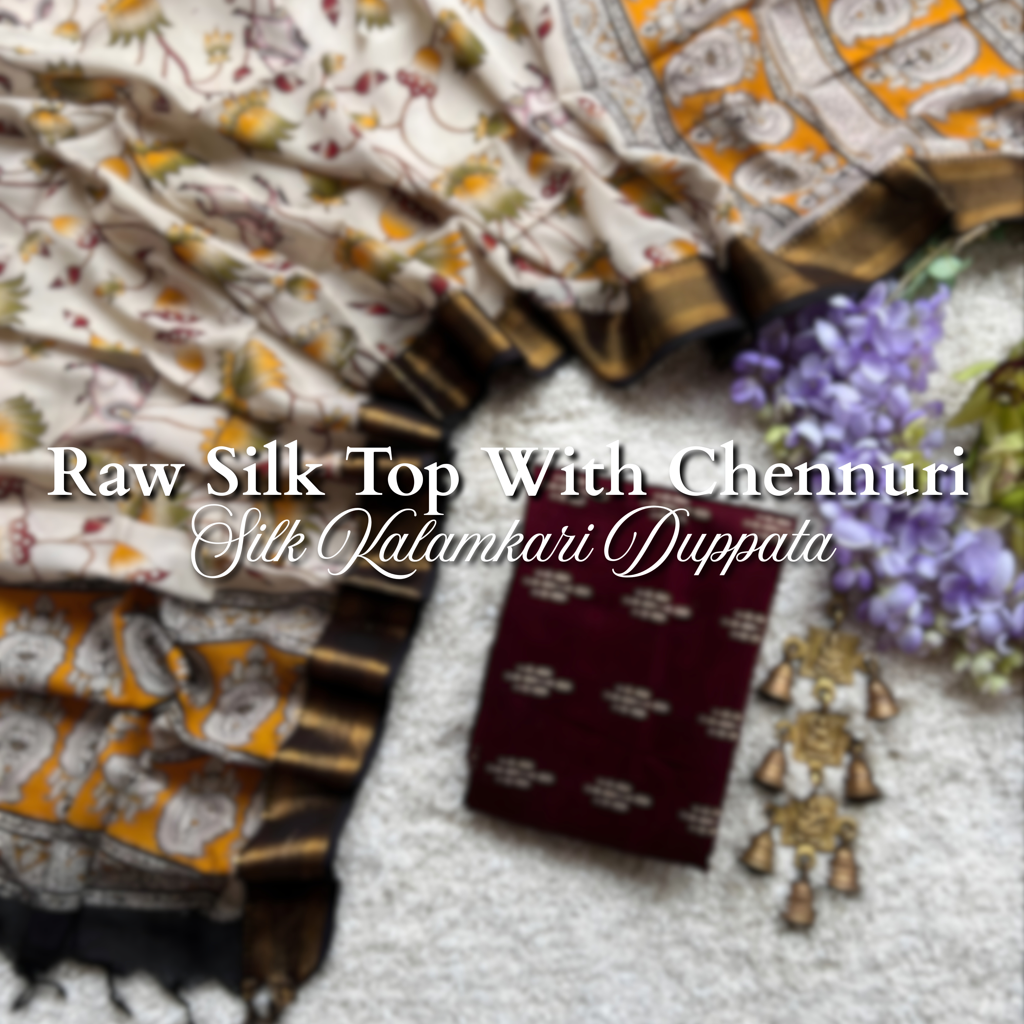 Raw Silk Top with Chennuri Silk Kalamkari Dupatta