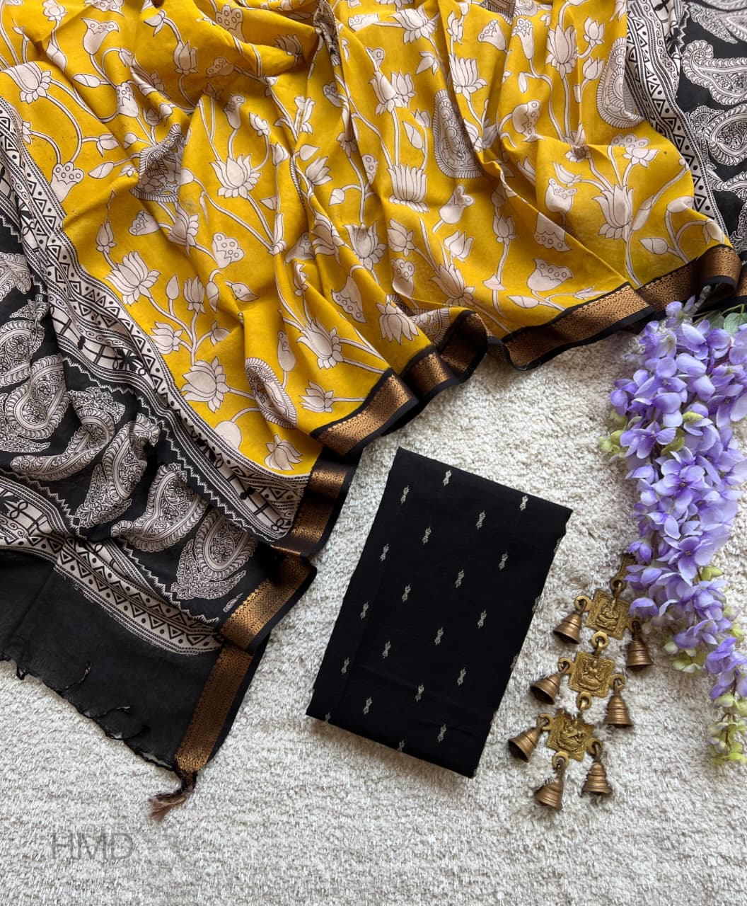 Raw Silk Top with Chennuri Silk Kalamkari Dupatta